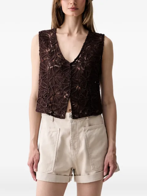 Haveone top con encaje floral y cuello en V