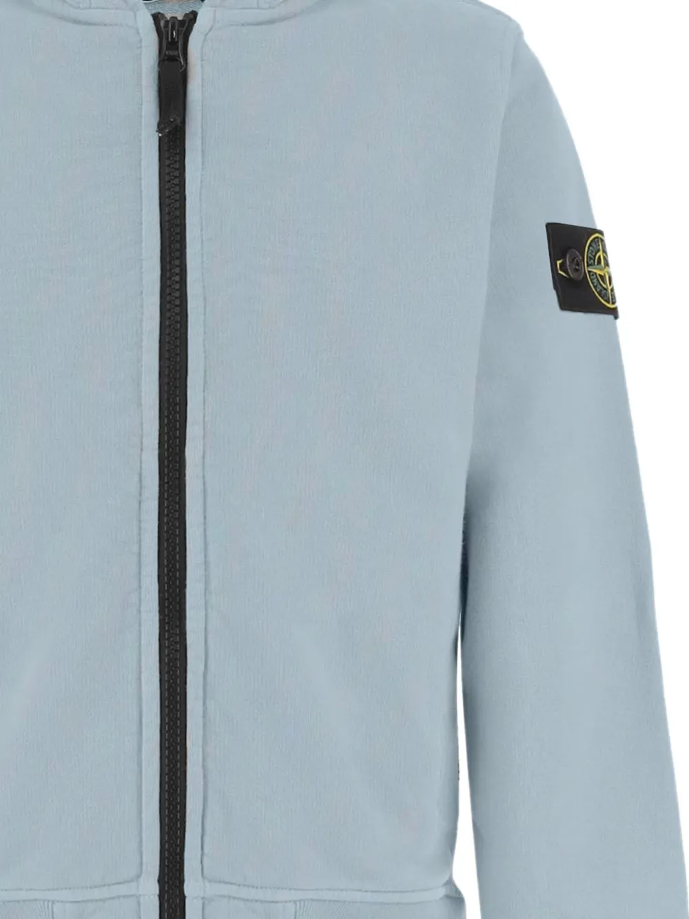 Stone Island Junior logo-patch zip-up hoodie Blauw