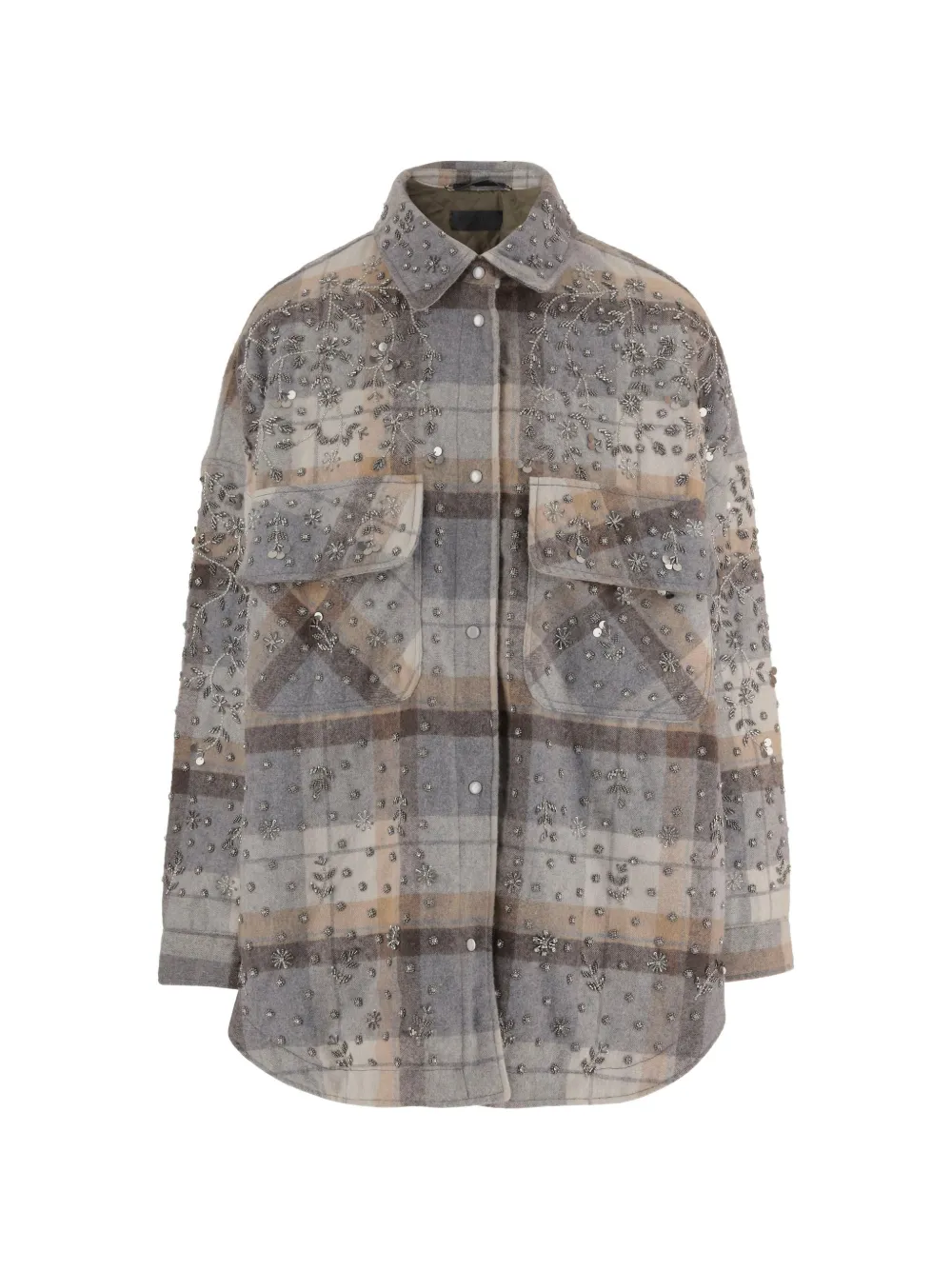 Stella McCartney check-pattern embroidered jacket - Grigio