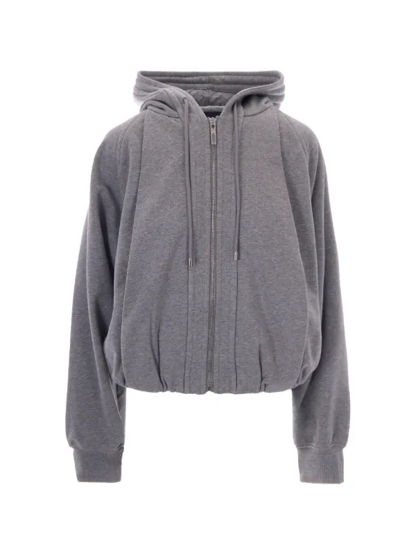 Sportmax Zip-up Drawstring Hoodie in Grey