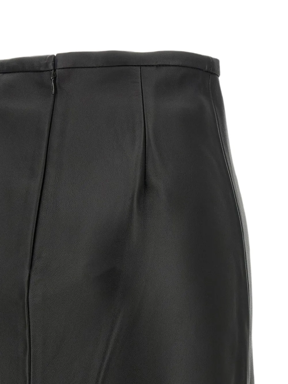 Co High-waisted Leather Midi Skirt in Black, view 4
