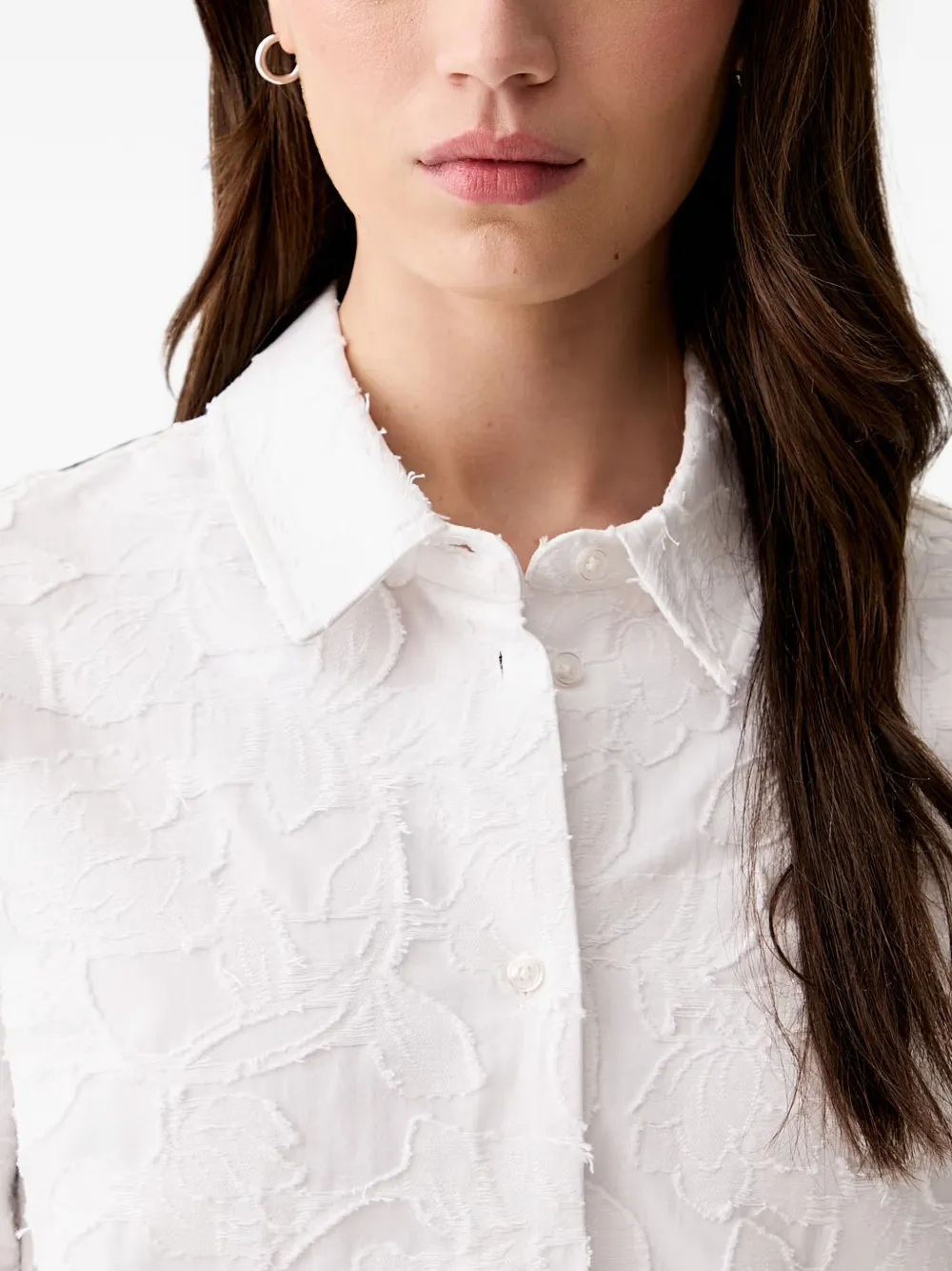 Joop! Overhemd met bloemen-jacquard Wit