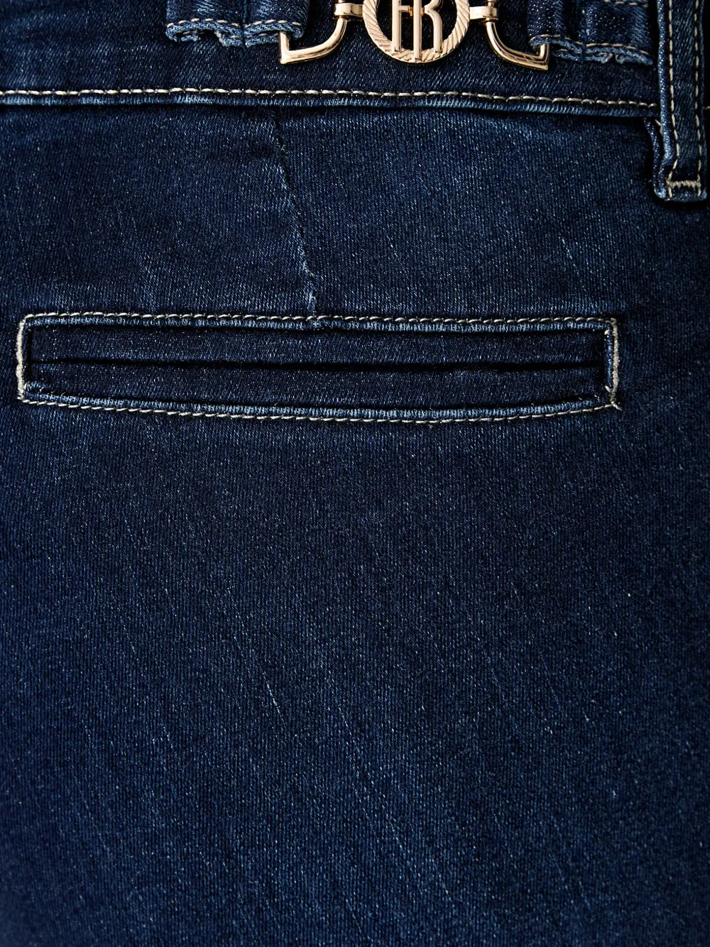 FRACOMINA Jeans met logoplakkaat en omslag Blauw