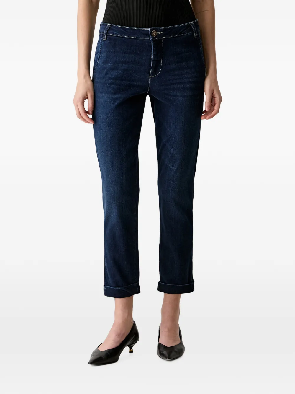 FRACOMINA logo-plaque turn-up jeans - Blau