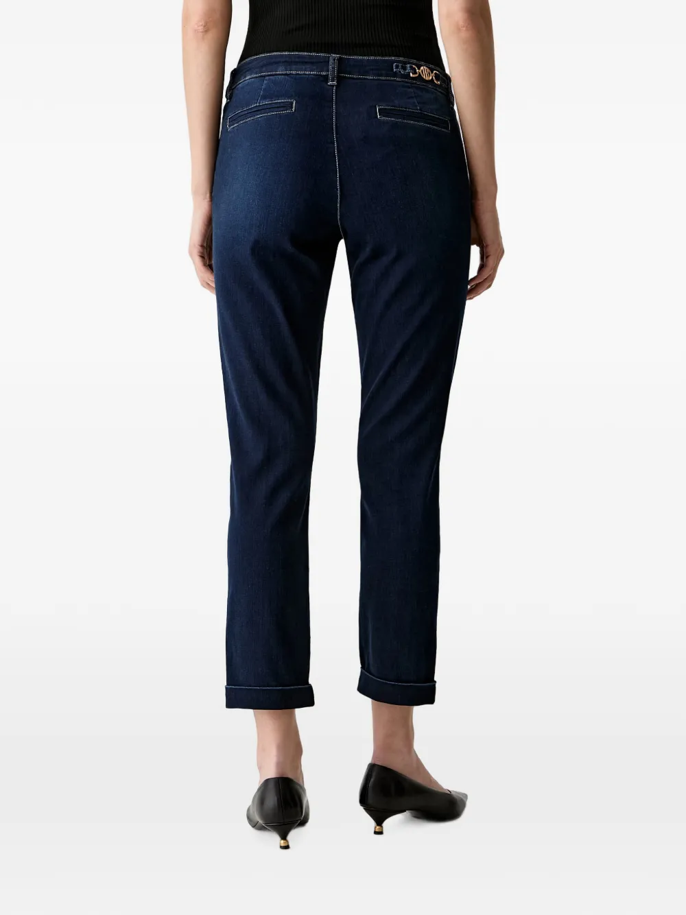 FRACOMINA Jeans met logoplakkaat en omslag Blauw