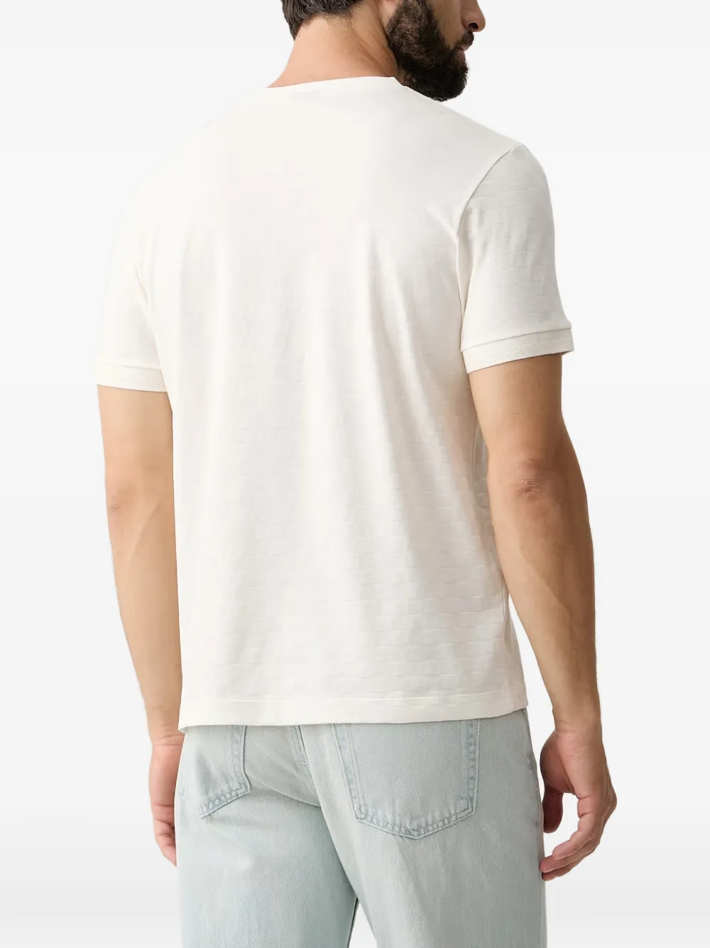 Joop! Geruit T-shirt met geborduurd logo Wit