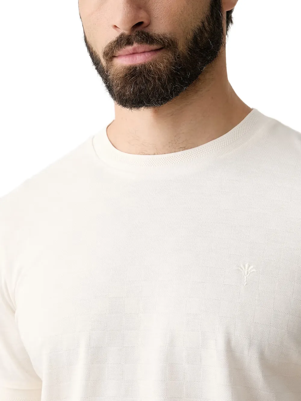 Joop! Geruit T-shirt met geborduurd logo Wit
