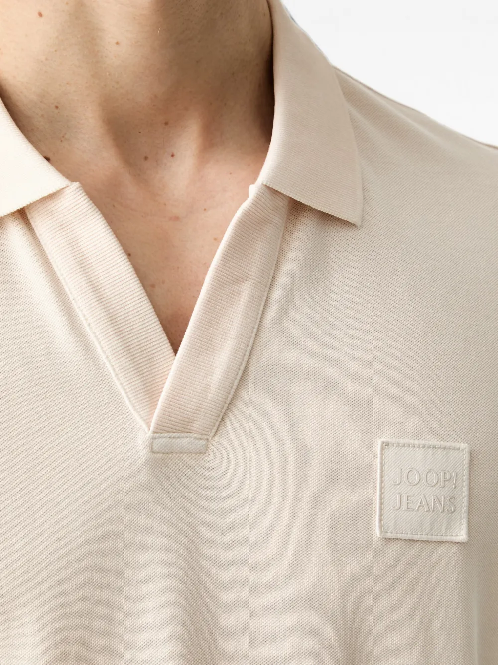 Joop! Overhemd met logopatch en V-hals Beige