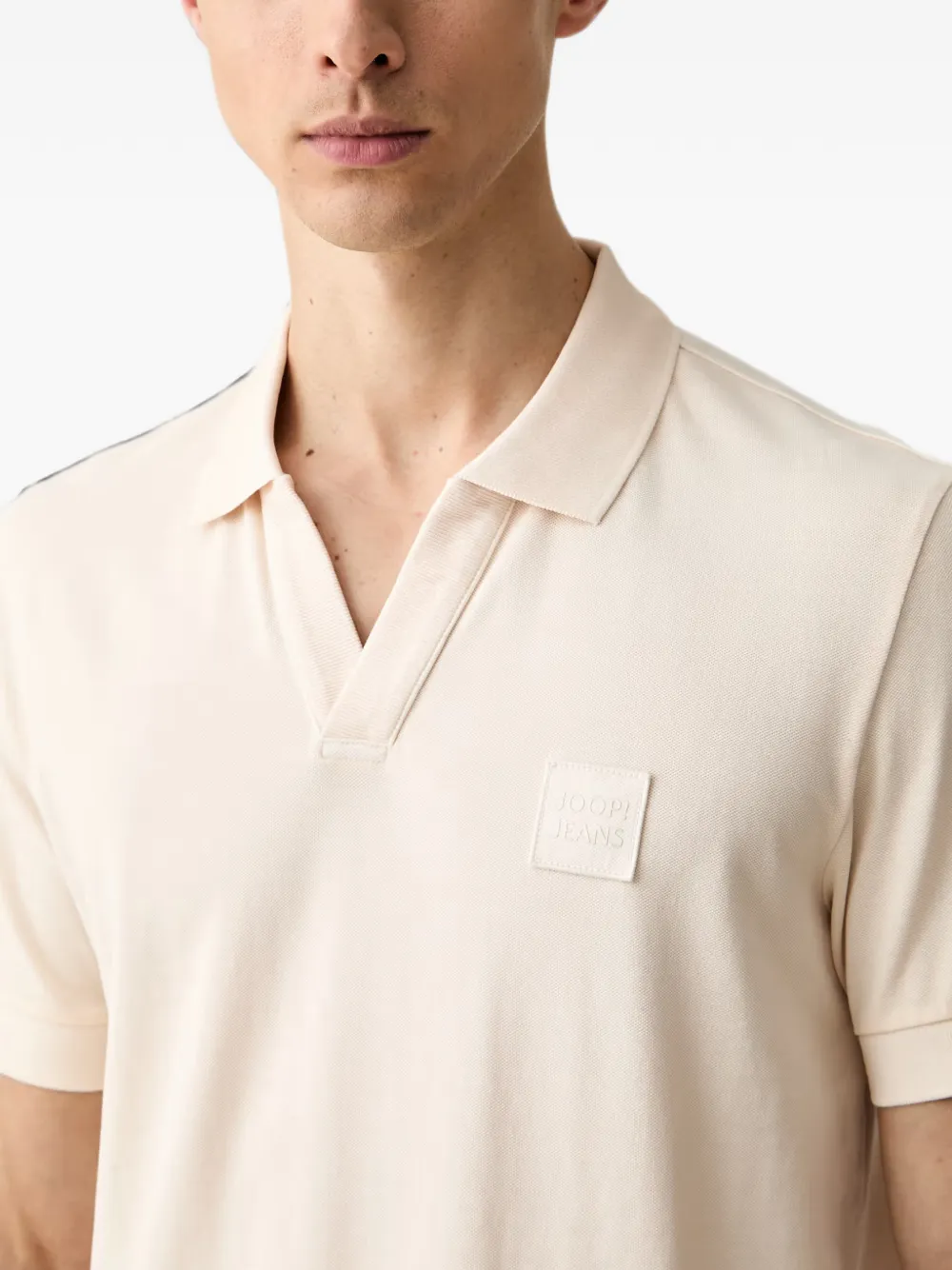 Joop! Overhemd met logopatch en V-hals Beige
