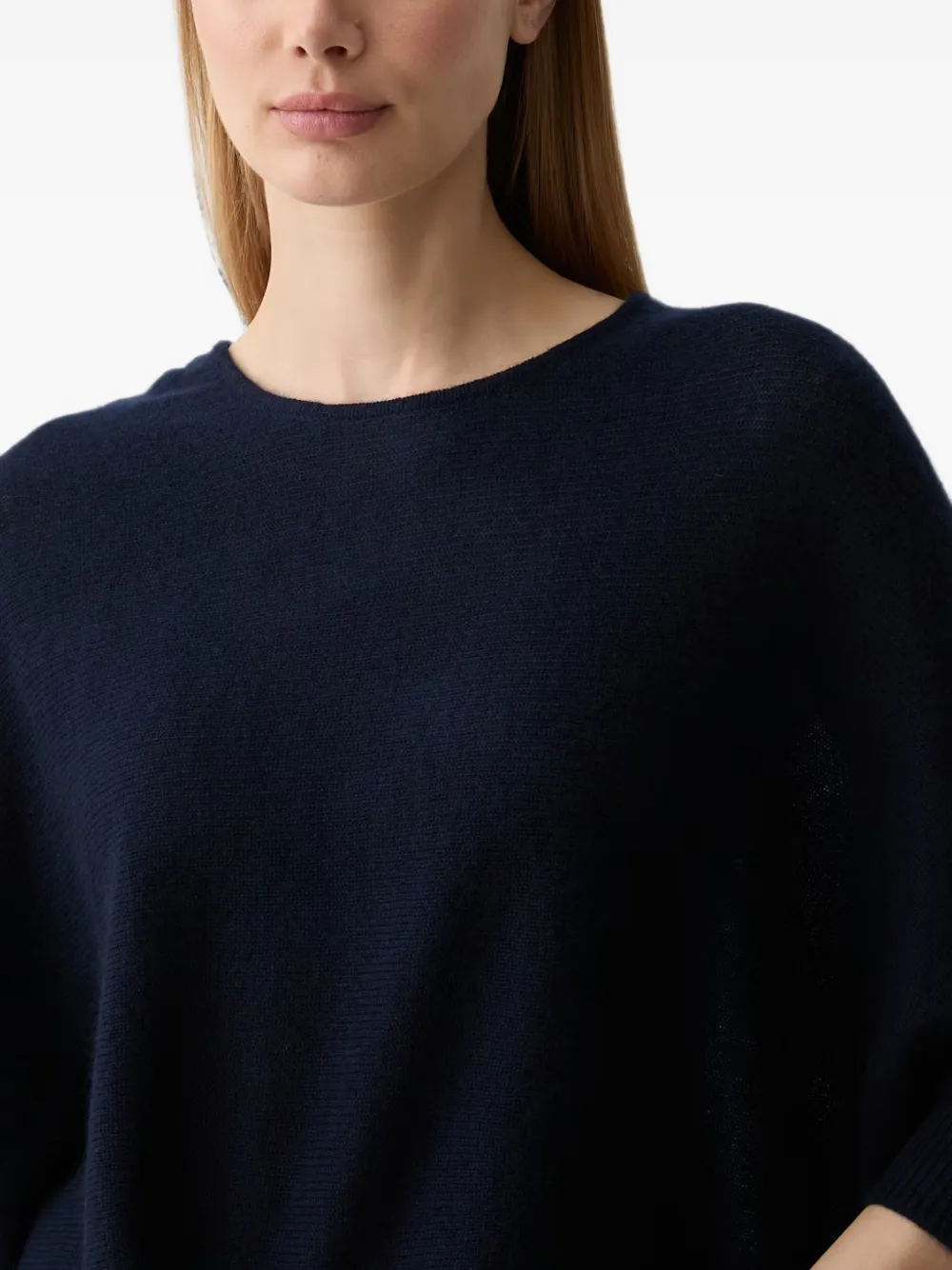 Joop! Trui met geribbelde manchetten en vleermuismouwen Blauw