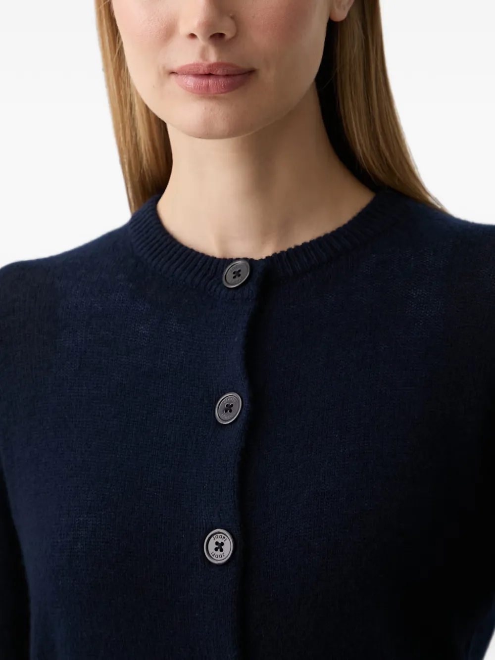 Joop! Vest met geribbelde afwerking en knopen Blauw
