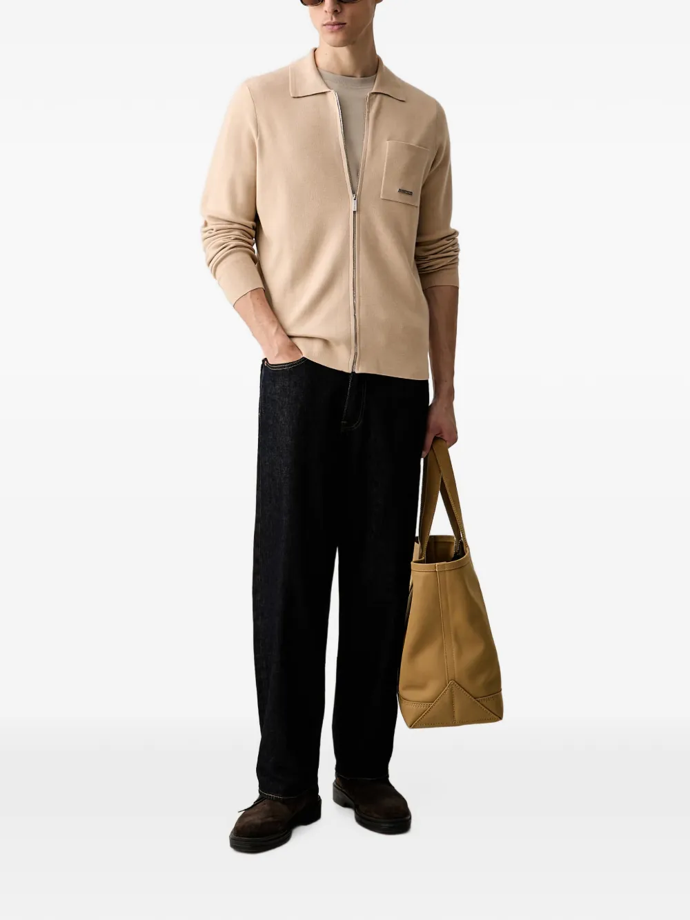 Joop! Priamo T-shirt met geborduurd logo Beige