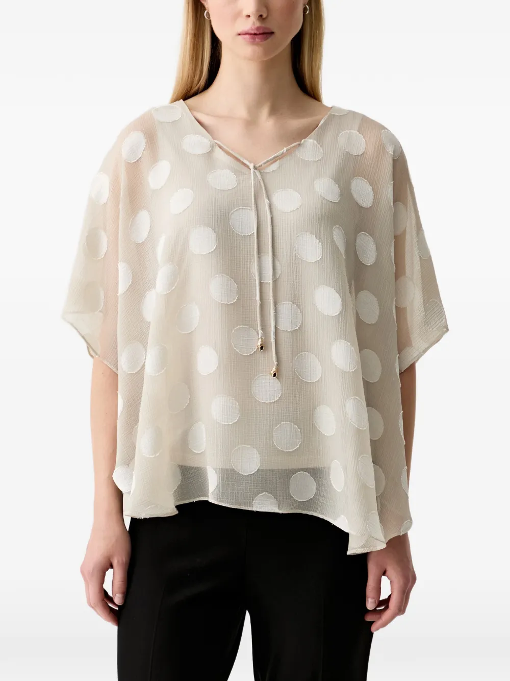 Joseph Ribkoff polka-dot tie-neck blouse - Toni neutri