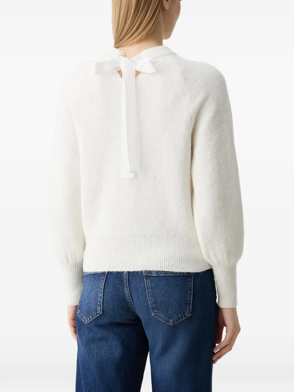 Joop! Trui met raglan mouwen en strik-detail Wit