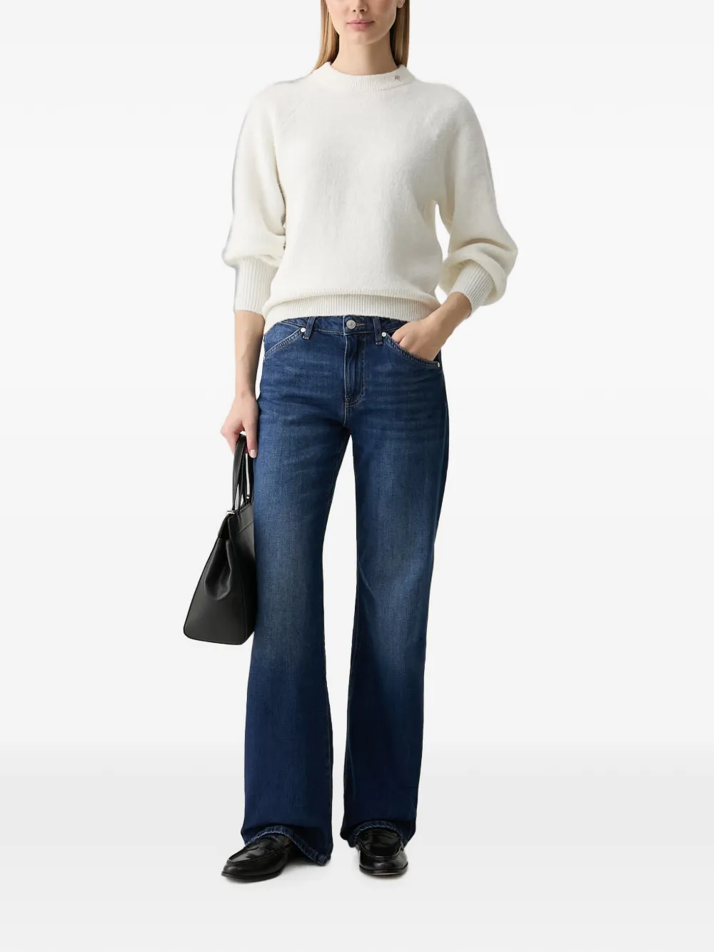 Joop! Trui met raglan mouwen en strik-detail Wit