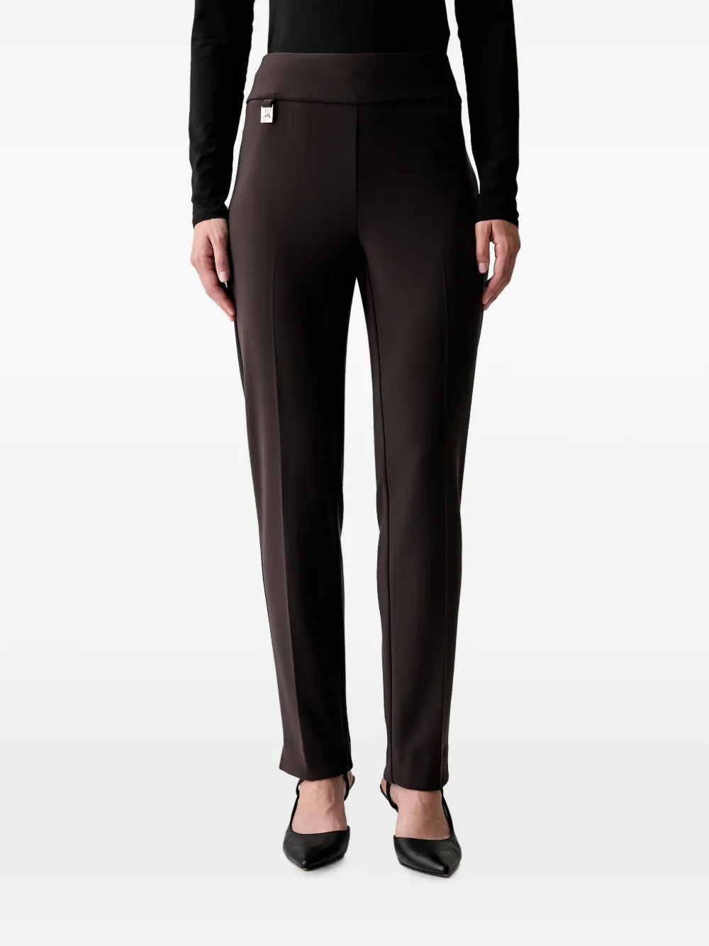 Joseph Ribkoff logo-plaque slim-fit trousers - Braun