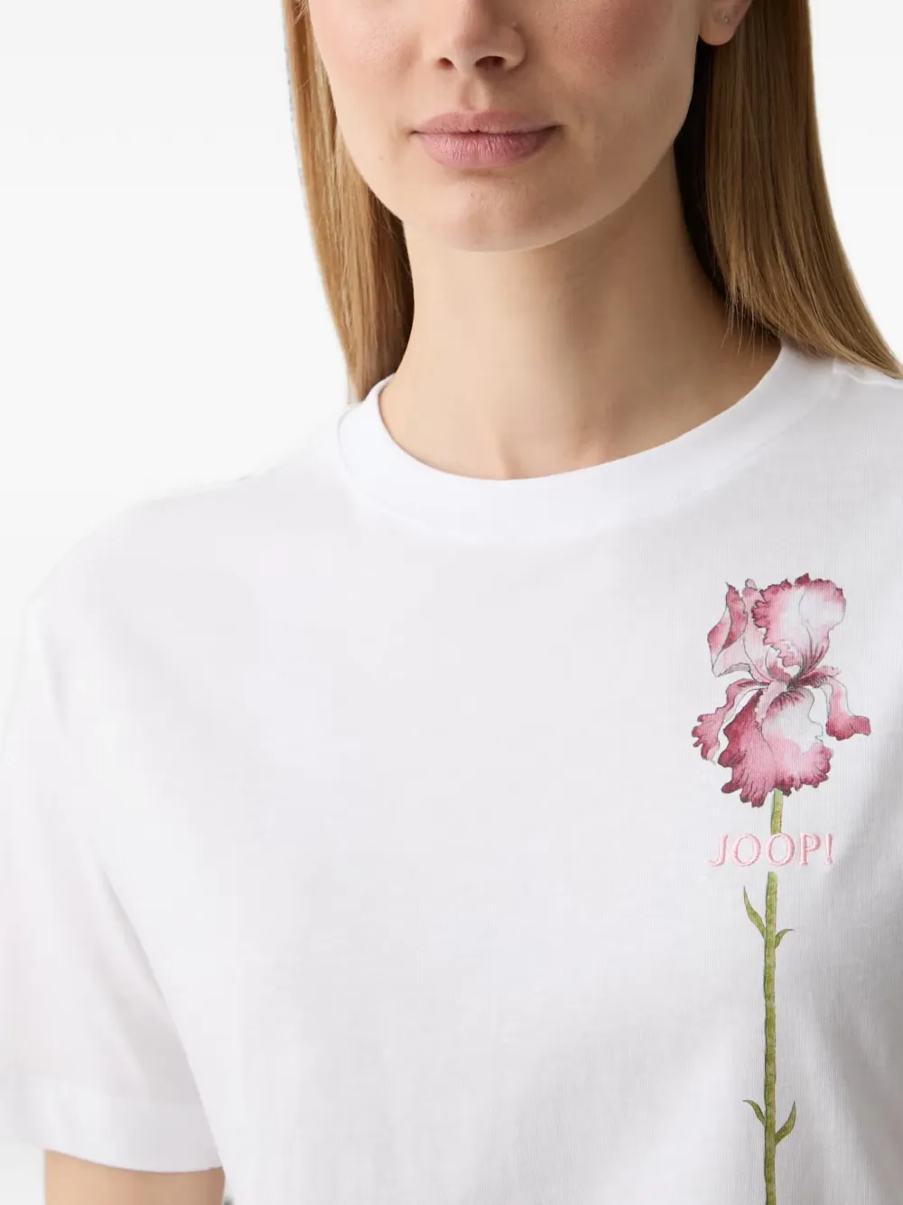 Joop! T-shirt met bloemenprint Wit