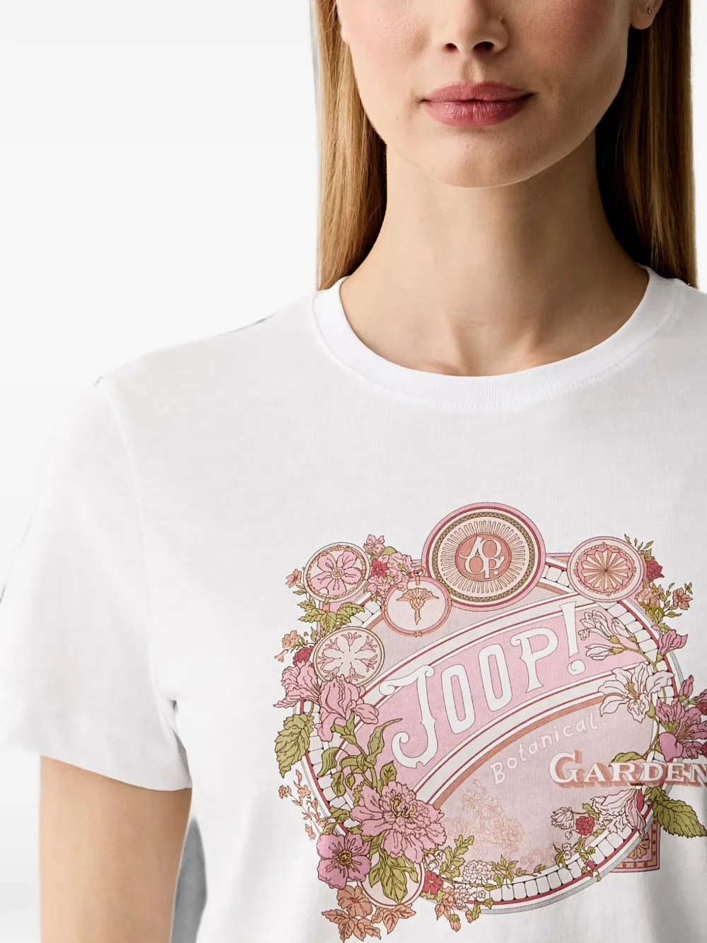 Joop! T-shirt met bloemenprint Wit