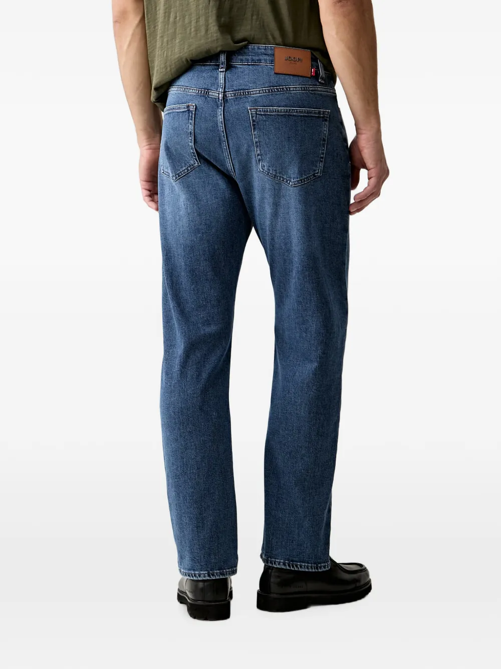 Joop! Jeans met vervaagd effect en logopatch Blauw