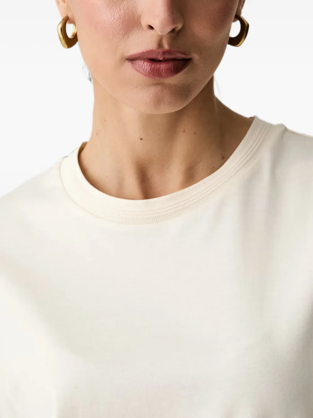 Joop! T-shirt met zijsplit en logoplakkaat Beige
