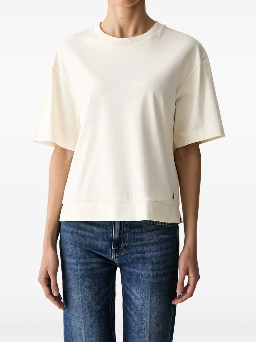 Joop! logo-plaque side-slit T-shirt - Toni neutri