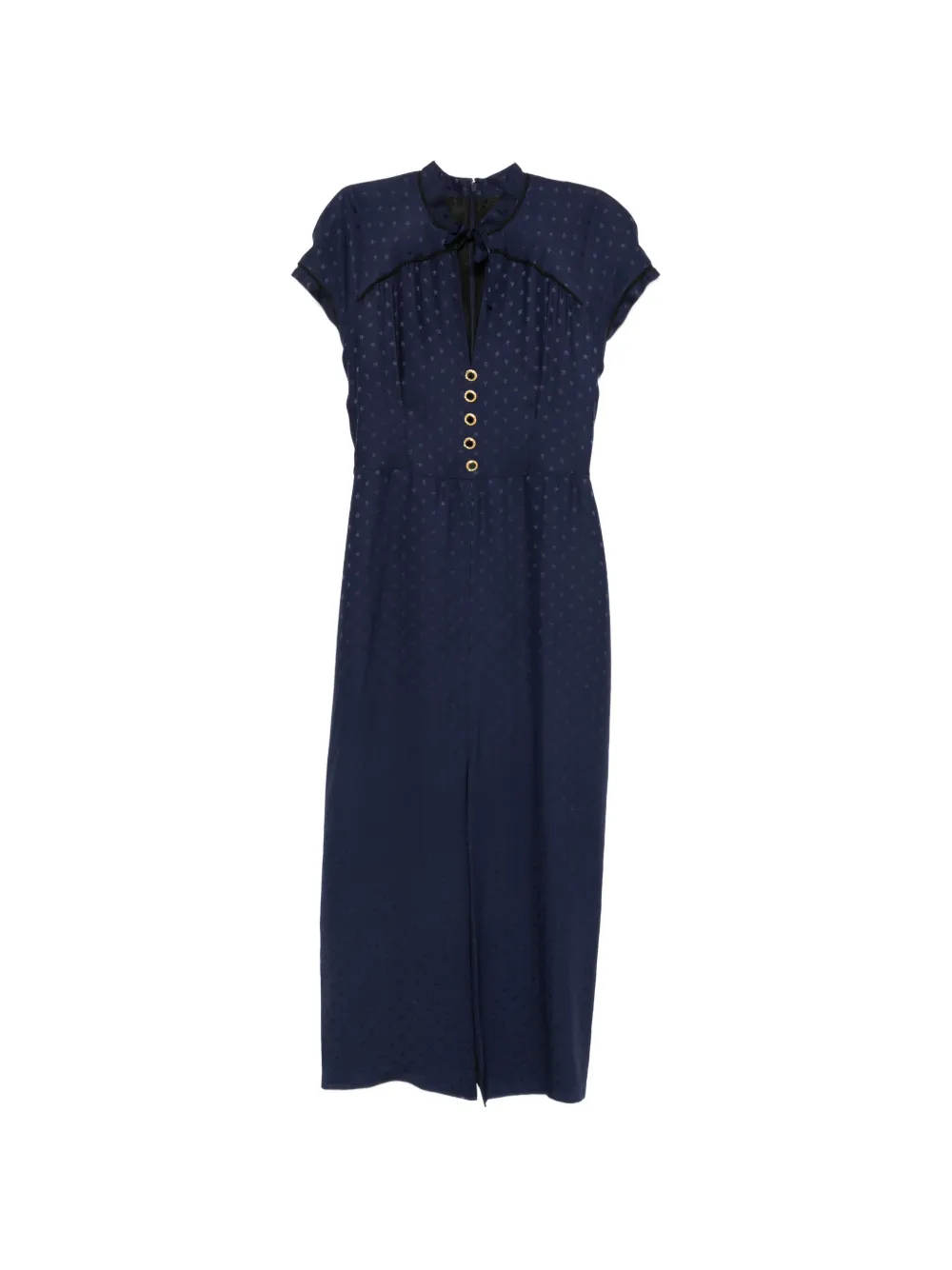 Alessandra Rich star-print tie-neck midi dress - Blue