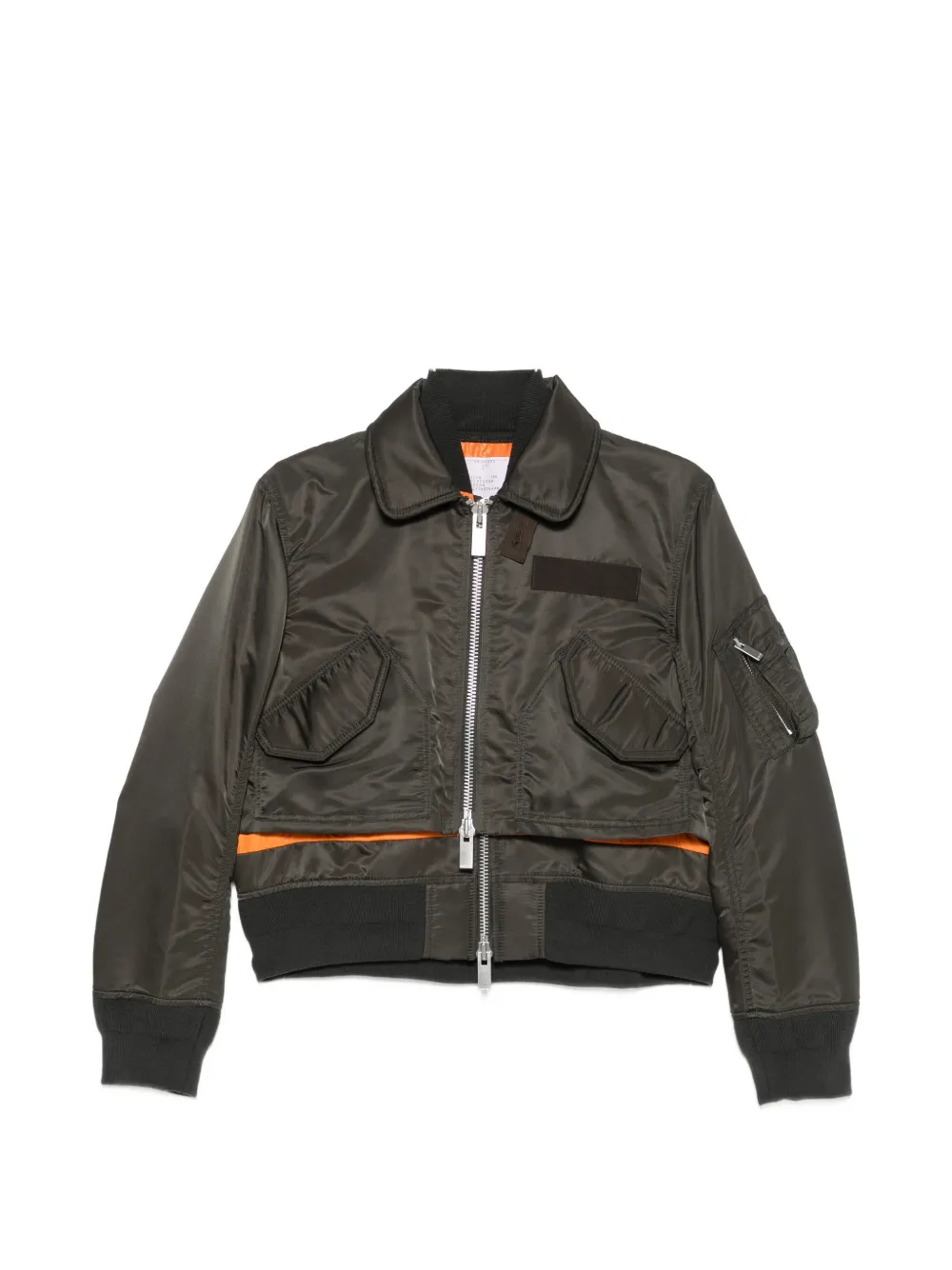 sacai layered-design zip-up jacket - Grün