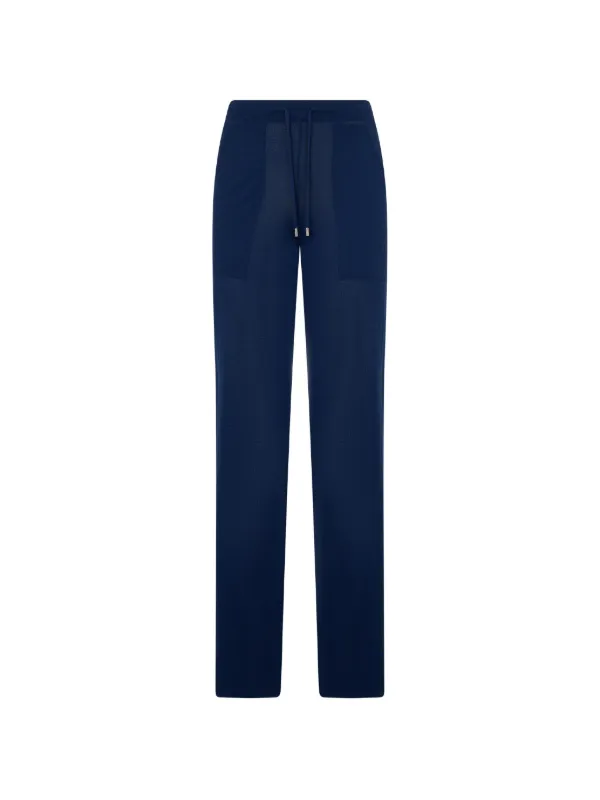 Moorer Knitted Drawstring Trousers in Blue