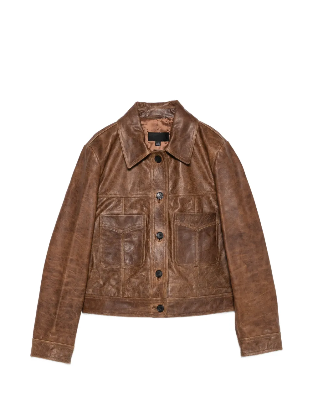 Nili Lotan Susannah leather flap-pocket jacket - Marrone