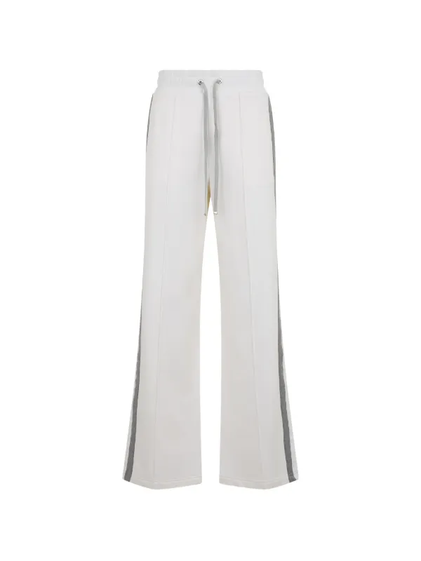 Moorer Side-stripe Wide-leg Track Pants in White