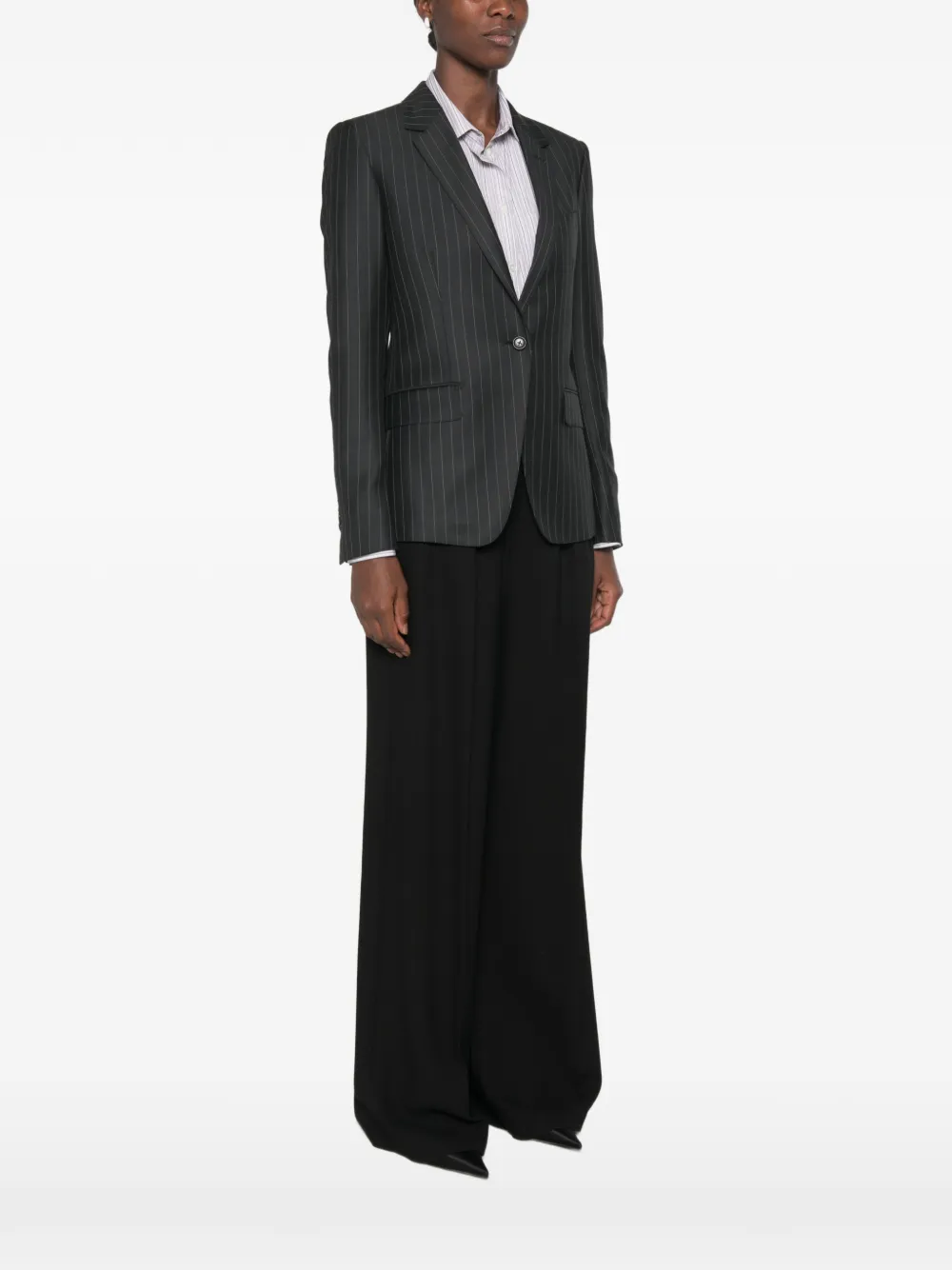 TOM FORD Blazer met enkele rij knopen met krijtstreep Zwart