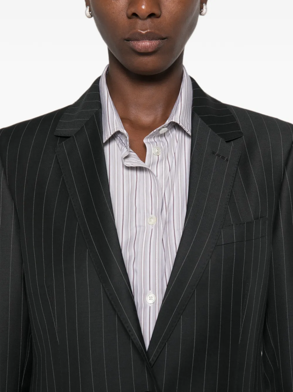 TOM FORD Blazer met enkele rij knopen met krijtstreep Zwart