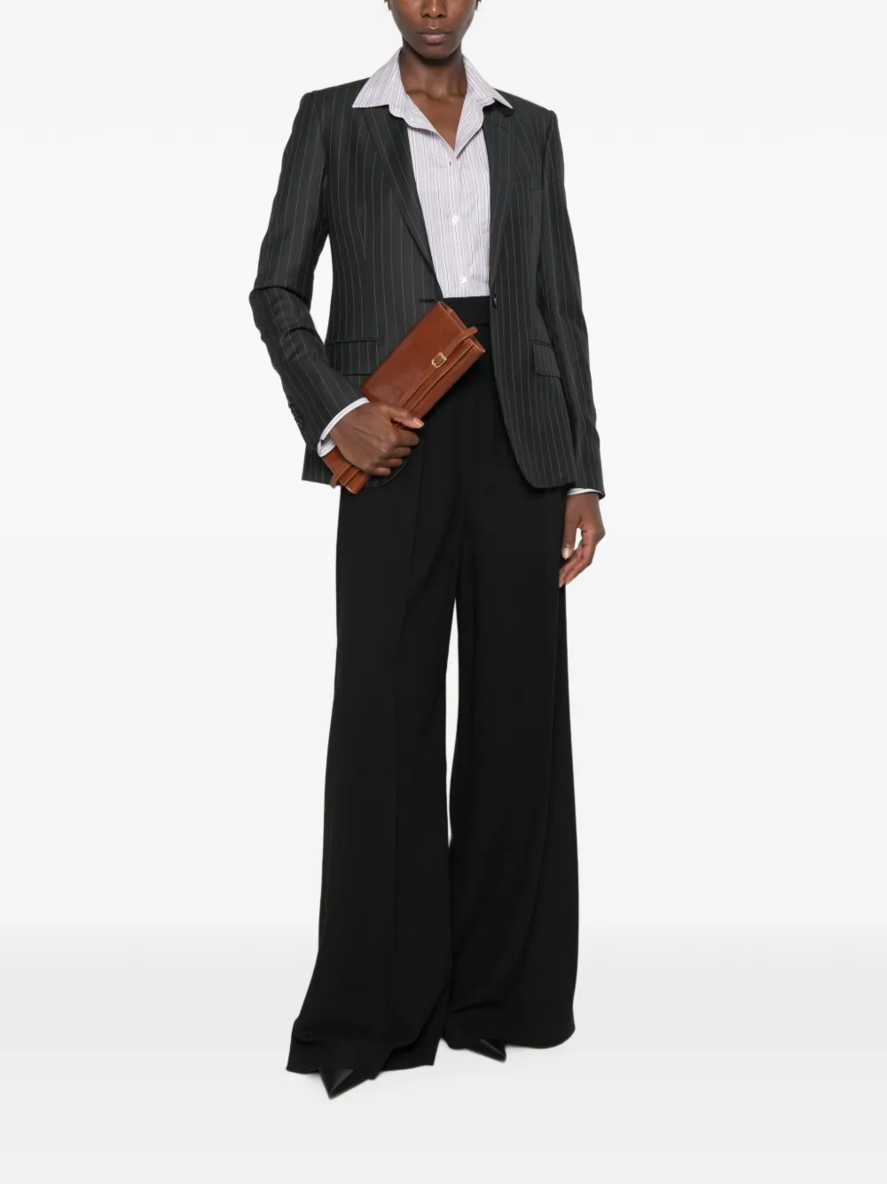 TOM FORD Blazer met enkele rij knopen met krijtstreep Zwart