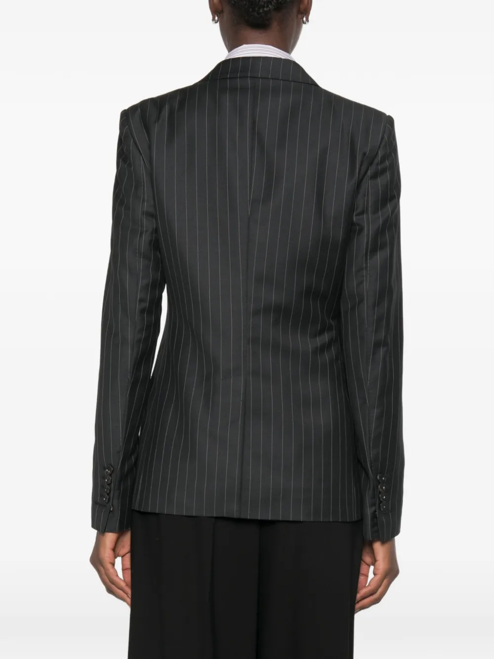 TOM FORD Blazer met enkele rij knopen met krijtstreep Zwart