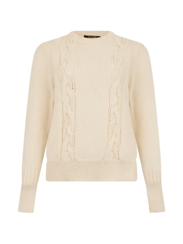 Moorer Round-neck Sweater in White