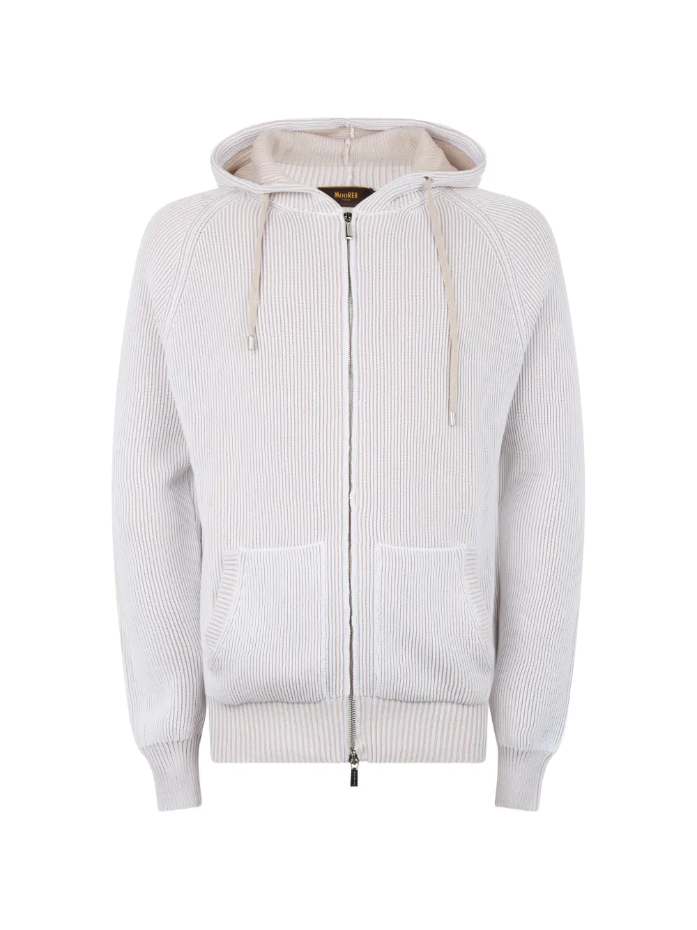 Moorer ribbed-knit zip-up cardigan | White | Image 1