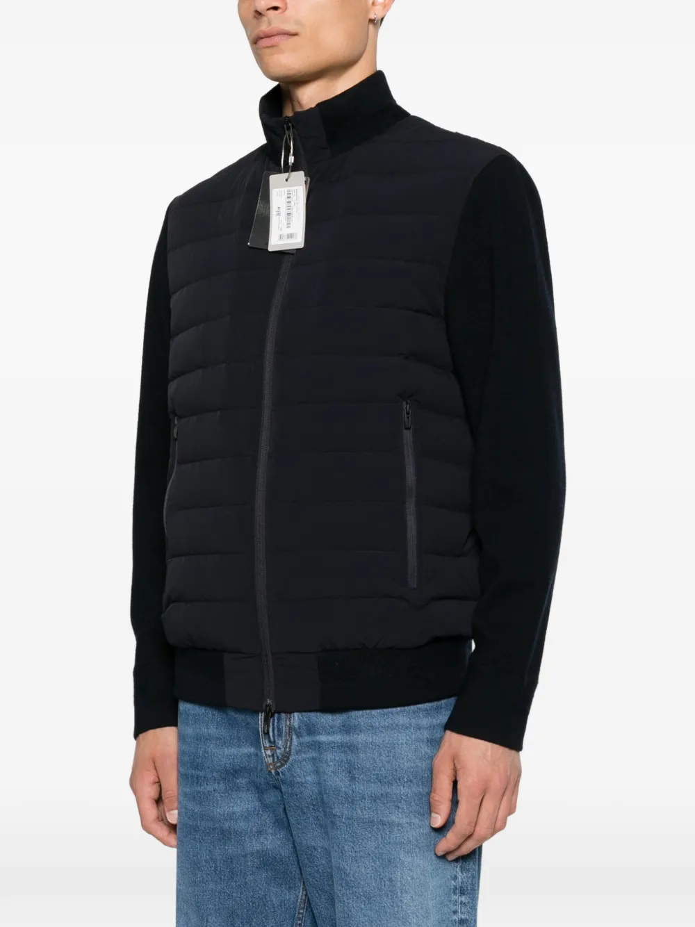 Emporio Armani Gewatteerd jack met vlak op de mouw Blauw
