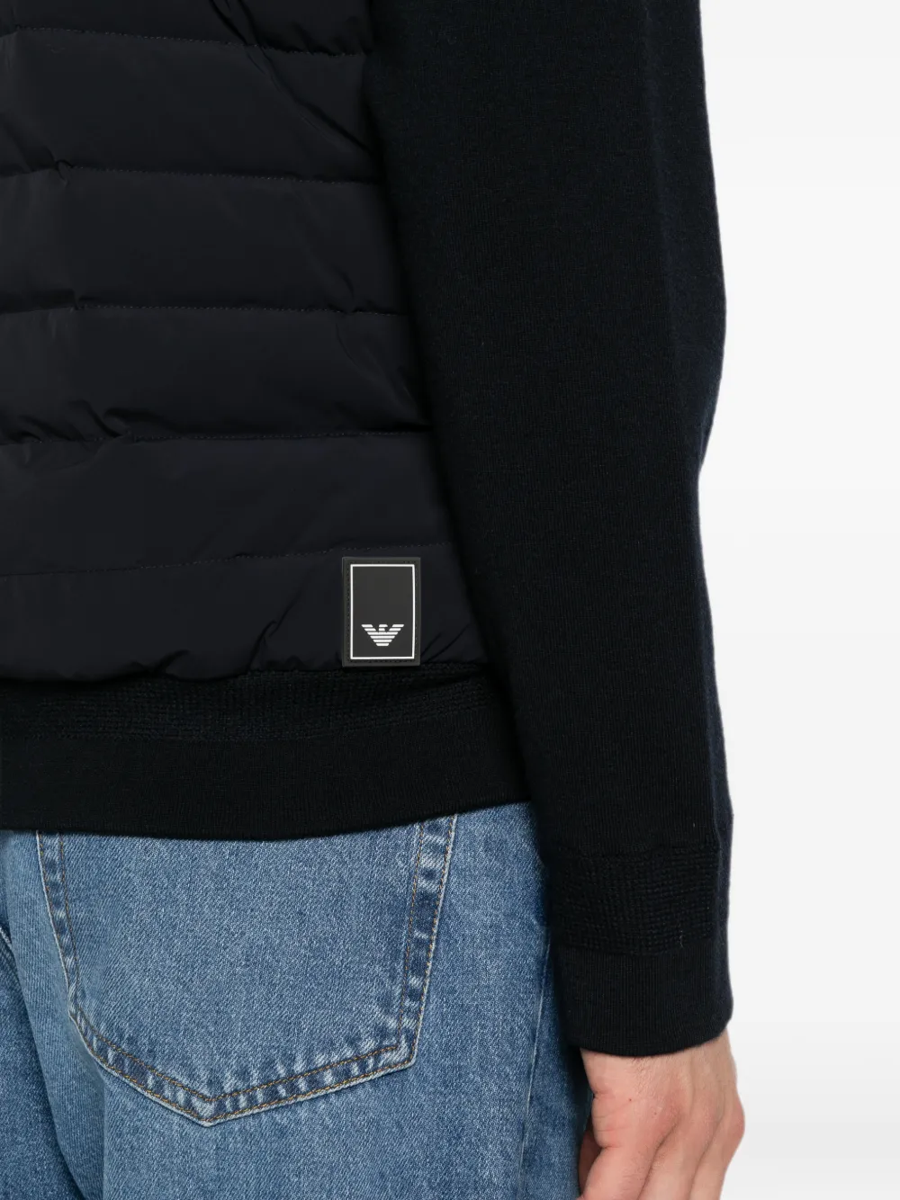 Emporio Armani Gewatteerd jack met vlak op de mouw Blauw
