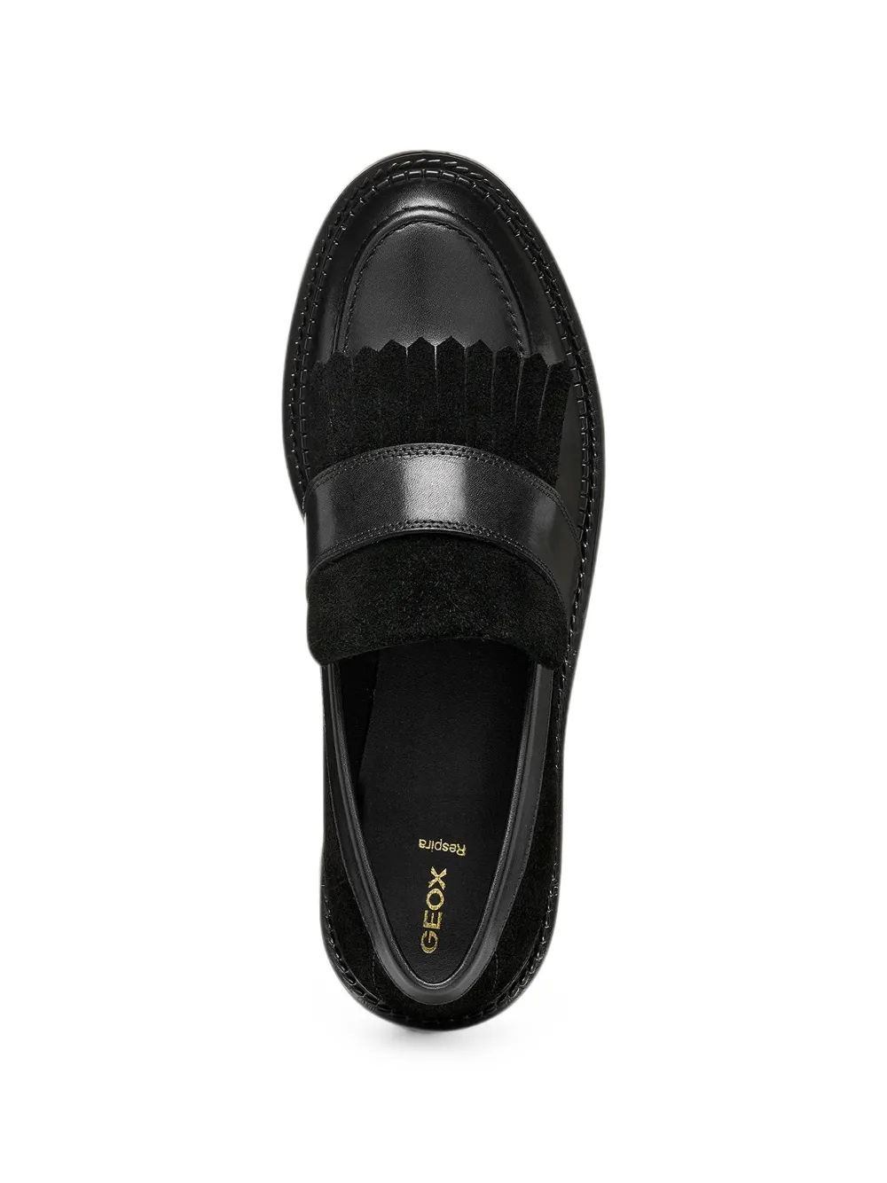 Geox fringed panelled loafers Zwart