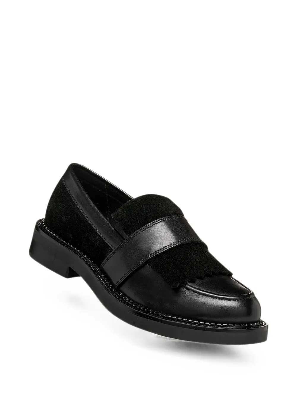 Geox fringed panelled loafers Zwart