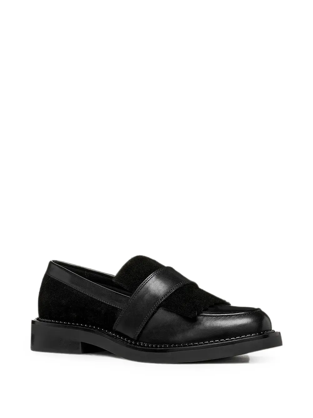 Geox fringed panelled loafers Zwart