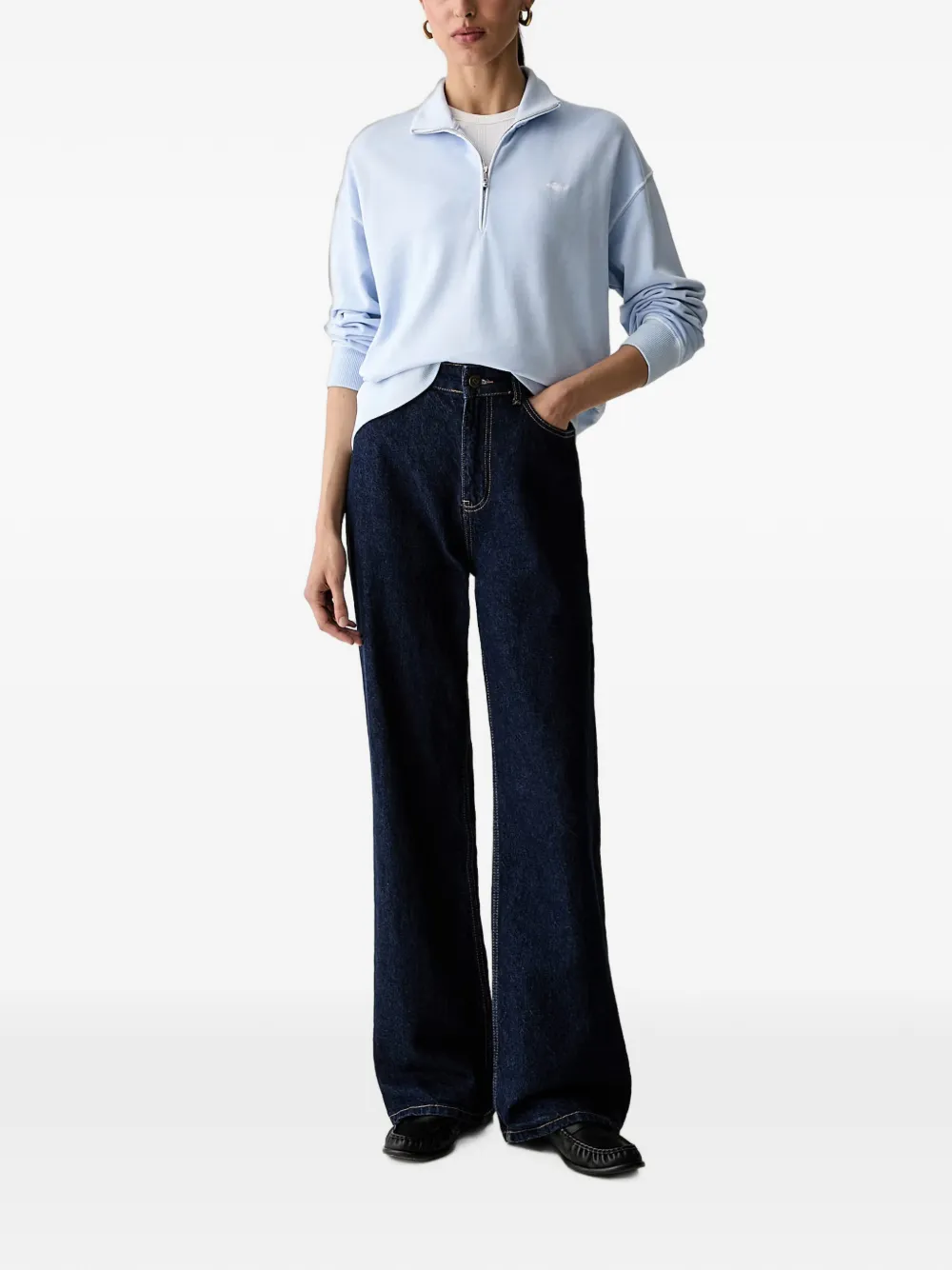 Gant Trui met geborduurd logo en kwartrits Blauw