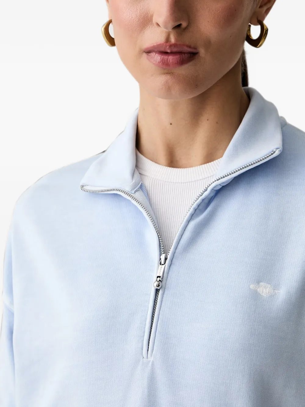 Gant Trui met geborduurd logo en kwartrits Blauw