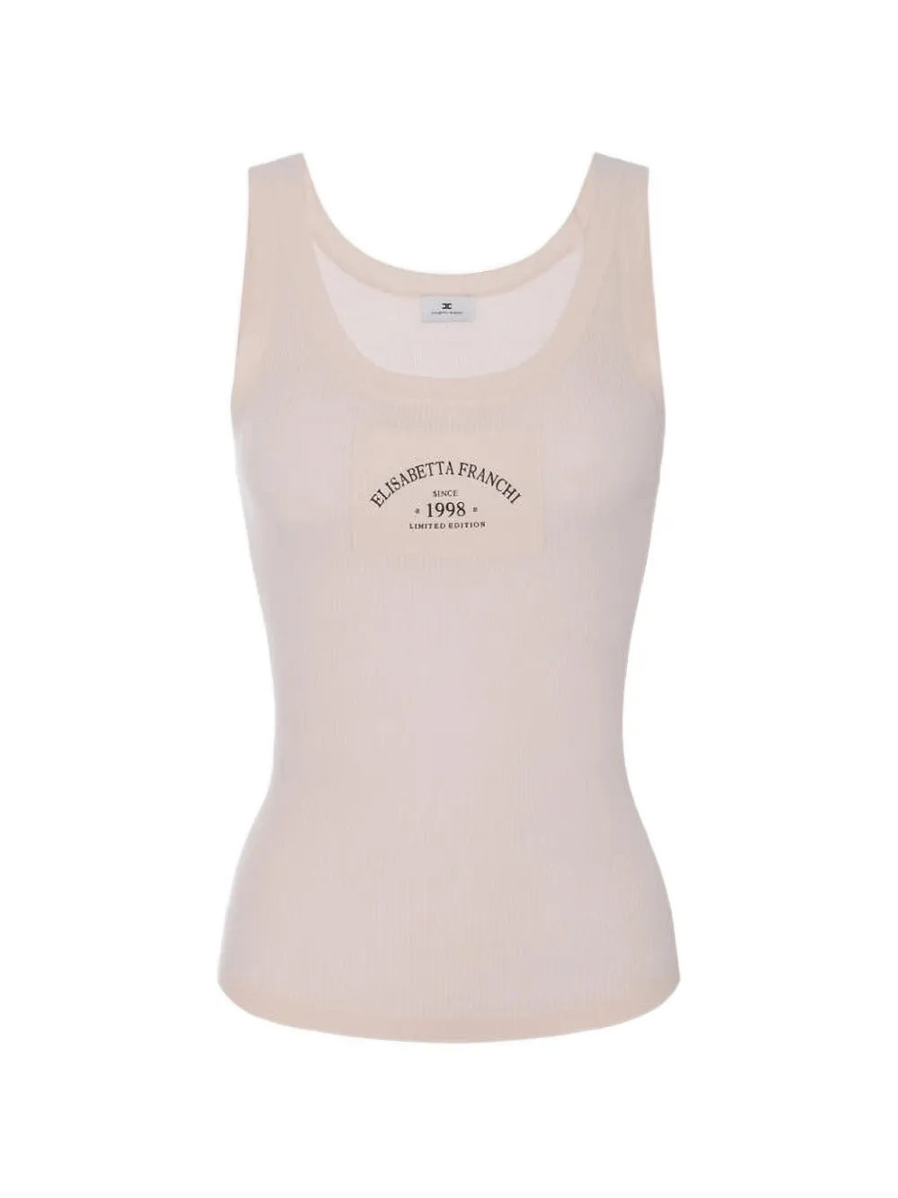 Elisabetta Franchi logo-patch ribbed-knit top - Toni neutri