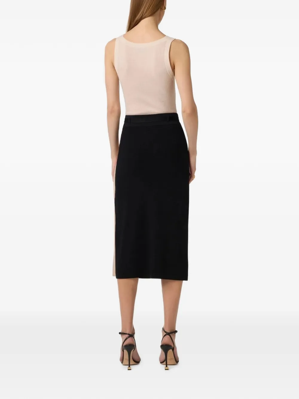 Elisabetta Franchi Ribgebreide top met logopatch Beige