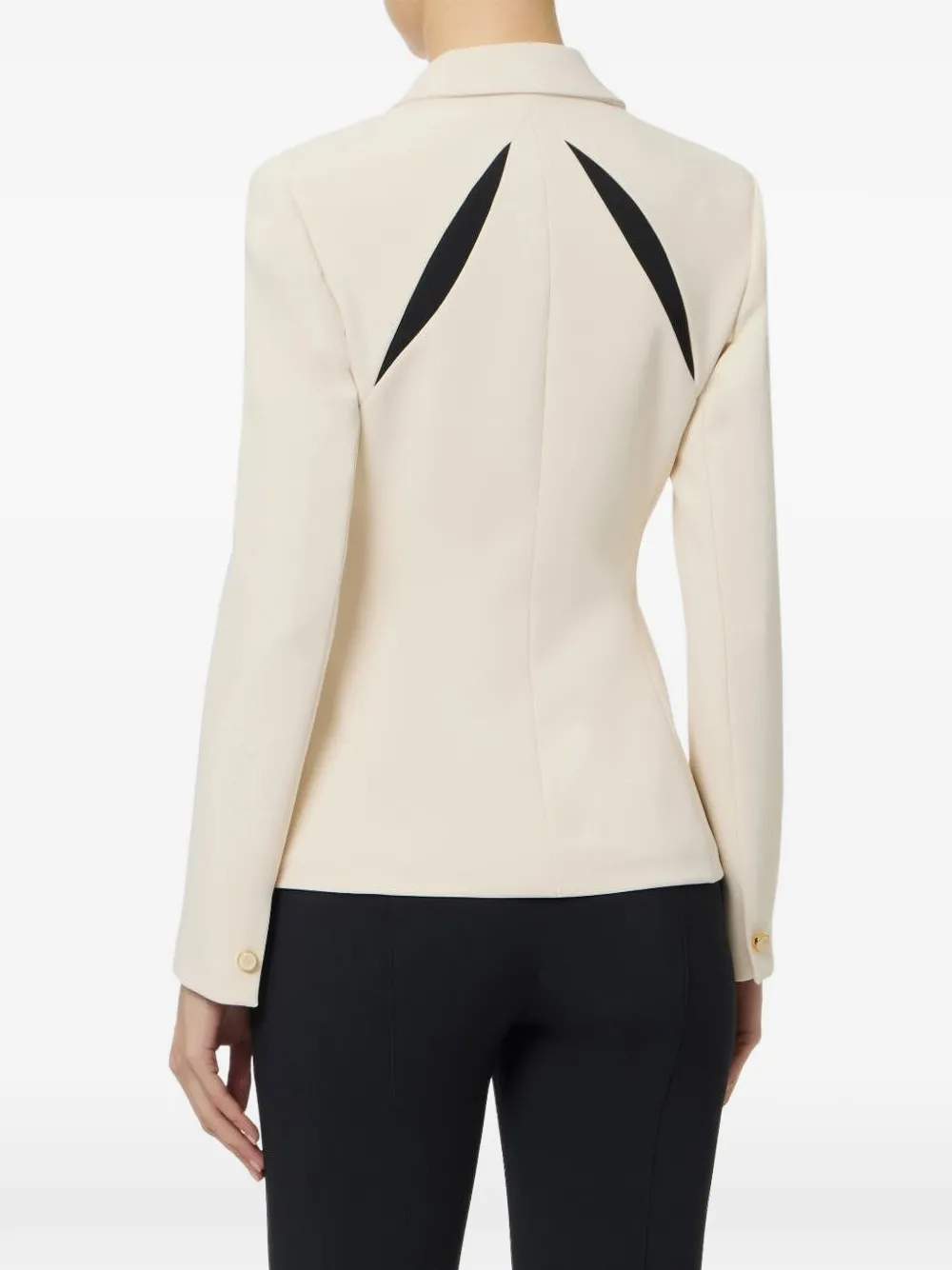 Elisabetta Franchi Blazer met enkele rij knopen en uitgesneden details Beige