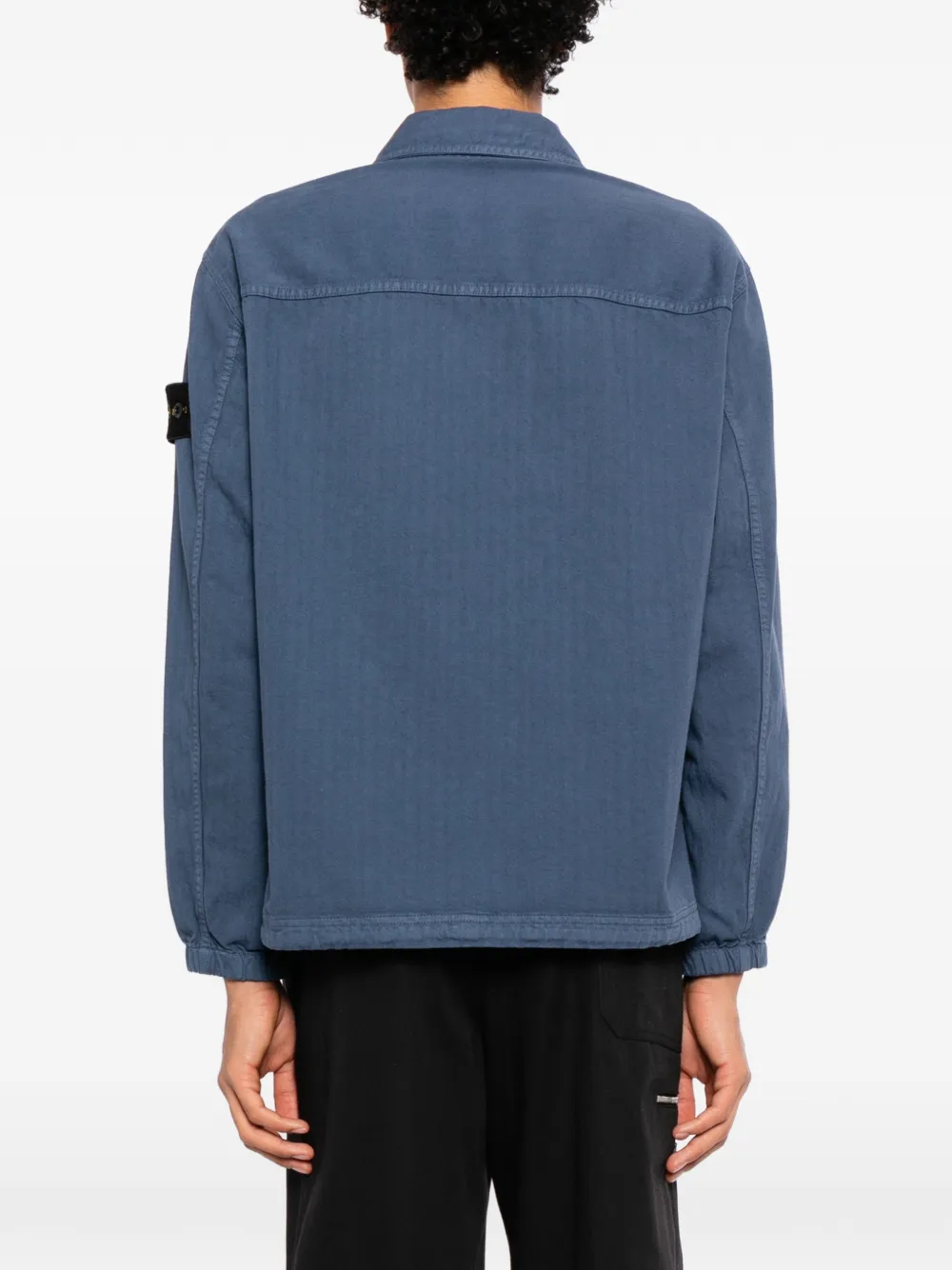 Stone Island Overhemd met visgraatpatroon en Compass-patch Blauw