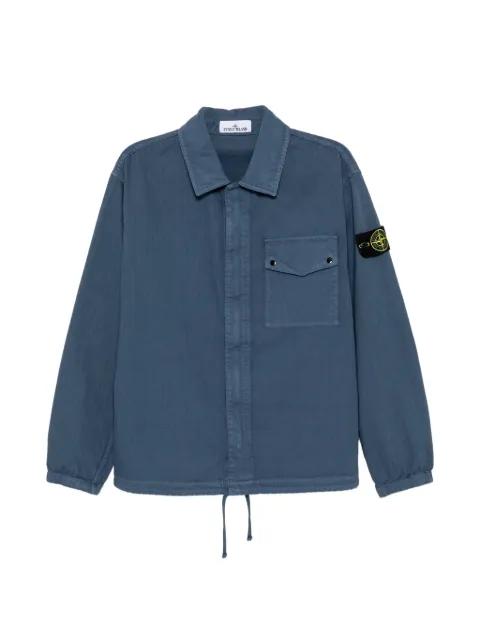 Stone Island Compass-patch herringbone shirt