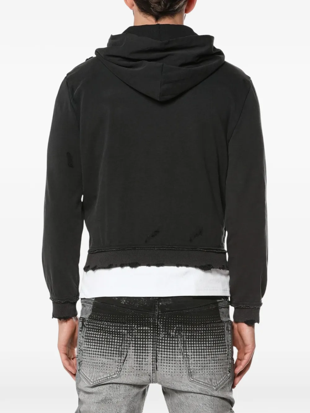Purple Brand Gerafelde hoodie Zwart