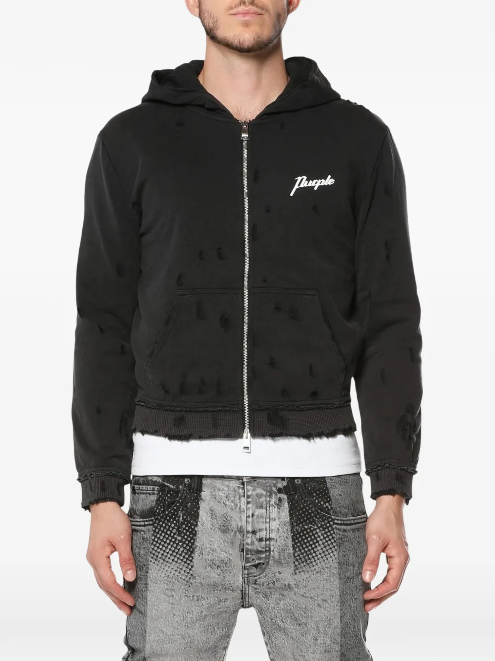 Purple Brand distressed hoodie - Black